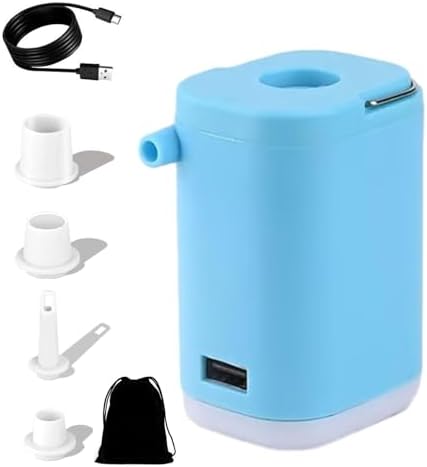 Small Mini Portable Inflatable Air Pump with LED Light for Camping Travel Home Use