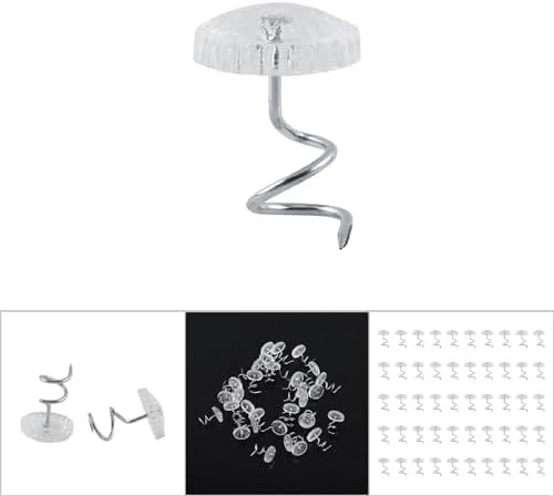 Sunicon 50Pcs Twist Pins - Essential for Home Car - Upholstery Clear Heads Slip Cover Fasteners for Sofa Van Bed Skirt