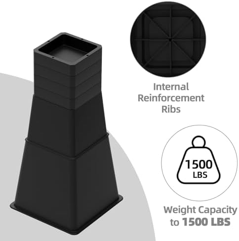 Adjustable Bed Risers Heavy Duty Set of 4 Black