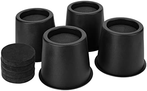 BTSD Home Round Bed Risers 4 Inch Set of 4 Black