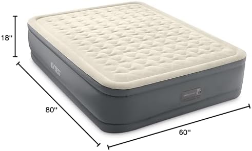 Intex PremAire II Luxury Air Mattress with Electric Pump Queen Size Elevated Bed