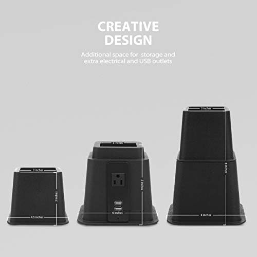 Adjustable Bed Risers with USB Charging Under-the-Bed Storage