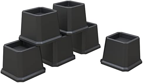 Whynonap Bed Risers Ultimate 3-Inch Heavy Duty Bed Elevators for Sofa Table Furniture Set of 6 for Up to 3000 Lbs Black