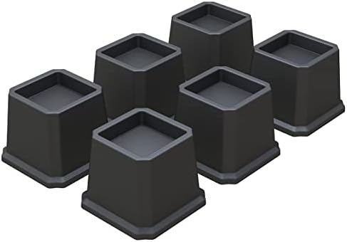 Whynonap Bed Risers Ultimate 3-Inch Heavy Duty Bed Elevators for Sofa Table Furniture Set of 6 for Up to 3000 Lbs Black