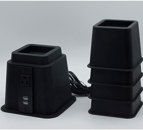 HomeRoots Bed Risers Set - Durable Plastic for Bed and Sofa