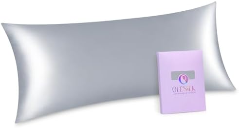OLESILK Silk Pillowcase 20x54 Zippered Silver Grey
