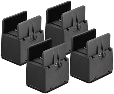 4-Piece Black Bed Risers Adjustable Sturdy for 5000 lbs Perfect for Home Kitchen