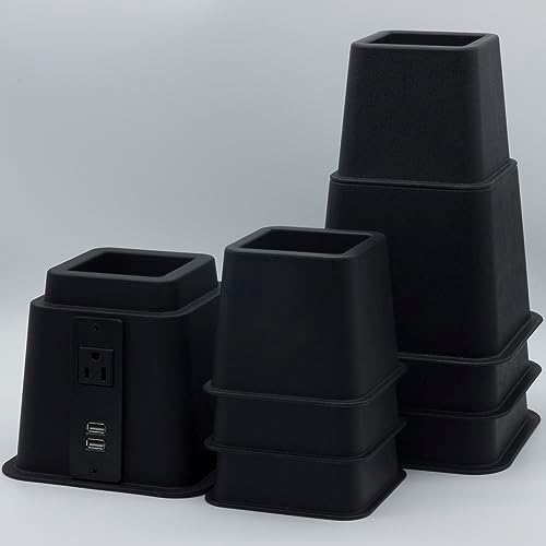 HomeRoots Bed Risers Set - Durable Plastic for Bed and Sofa