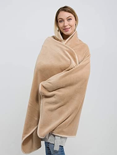BlueHills Travel Beam - Premium Soft Airplane Blanket Pillow for Travelers Beige