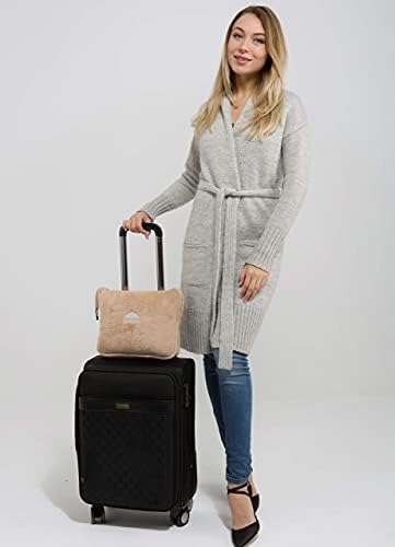 BlueHills Travel Beam - Premium Soft Airplane Blanket Pillow for Travelers Beige