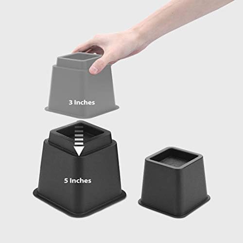 Adjustable Bed Risers with USB Charging Under-the-Bed Storage