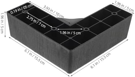 Black Plastic Bed Risers Set of 4 5cm Height Sturdy Support for Sofa Bed or Desk