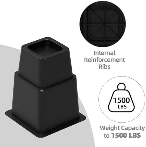 3 5 or 8 Inch Bed Risers Heavy Duty Set of 6 Black