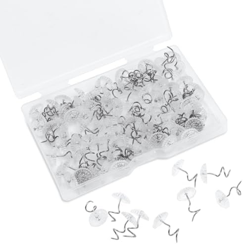 100 Pack Bed Skirt Pins with Clear Mushroom Heads