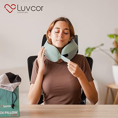 Perfect Memory Foam Travel Neck Pillow - Ergonomic Design Compact Comfortable Imperial Green