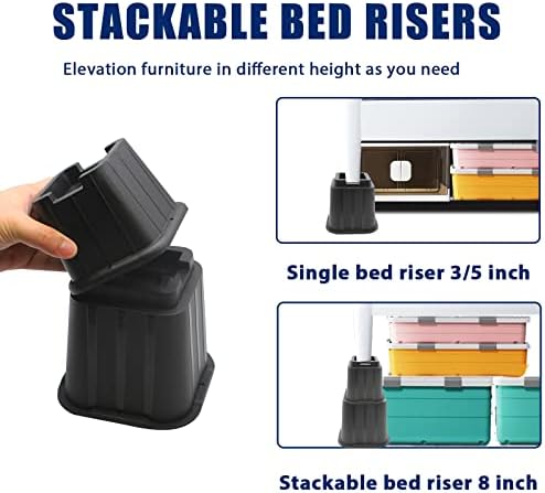 8-Inch Bed Riser with Elevation Adjuster for Sofa Bed and Desk