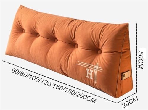 Triangular Headboard Pillow Velvet Daybed Wedge Cushion for Reading and Rest