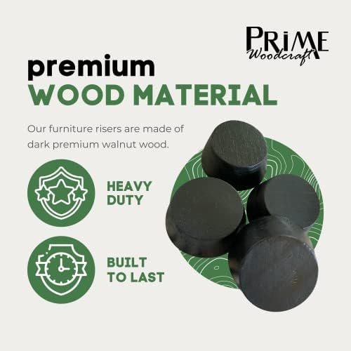 Premium Walnut Wood Furniture Risers - Extra 1 Inch Height Perfect for Cleaning Convenience
