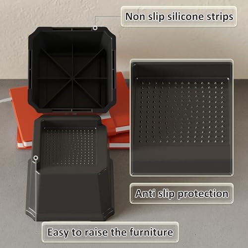 Napnapday Bed Risers 6-Piece Set - Heavy Duty Eco-Friendly 1500 Lbs