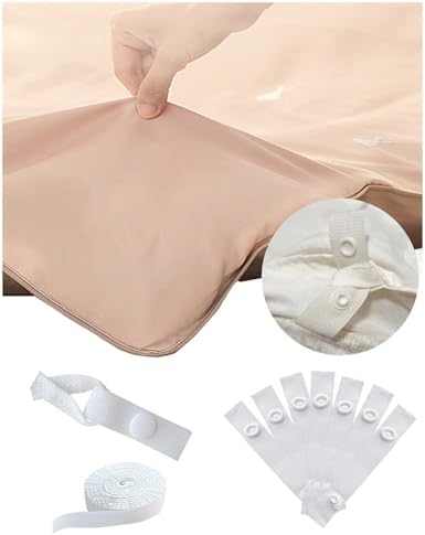 Duvet Snaps for Comforter Hold 16 White Clips with Hidden Buttons