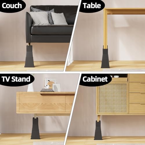 Adjustable Bed Risers Heavy Duty Set of 4 Black