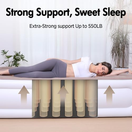 Twin Air Mattress 18 High Built-in Pump Waterproof Portable