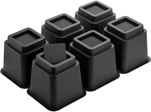 Okllen 6 Pack Bed Furniture Risers 5 Inch Heavy Duty Black ABS Plastic