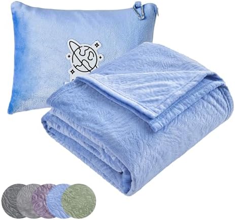 Commollis 2-in-1 Travel Blanket Pillow - Warm Sleep Solution for Flights Cars More