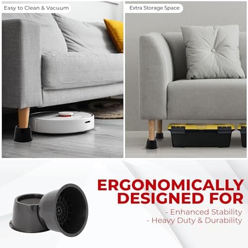 Utopia Bedding 3-Inch Round Bed Risers for Sofa couch chair Black