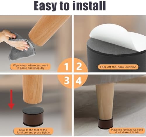 4-Piece Self-Adhesive Furniture Risers Black Heavy Duty Carbon Steel 15 Height