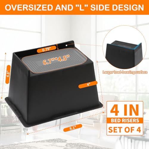 Sturdy Bed Risers for 4 inches