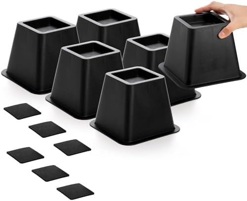 4-Inch Durable Bed Risers 6-Pack Stackable Design with Anti-Slip Pads