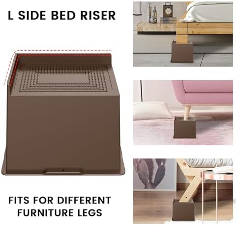 6 Inch Heavy Duty Bed Risers 4 PackDark Brown