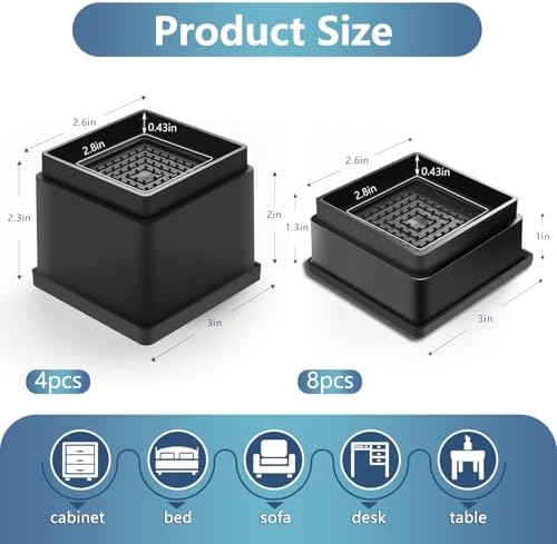 Sunifier Bed Risers Heavy Duty Adjustible 1-4 inch