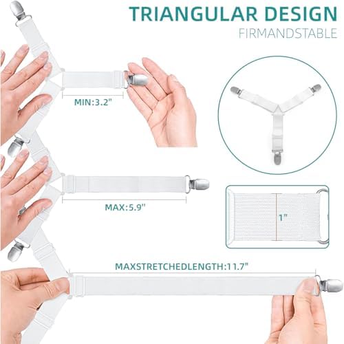 Adjustable Bed Sheet Retainer Straps for mattress stability