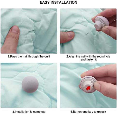 MQUPIN Duvet Cover Clips 16 Set with Mushroom Buttons and Long Nails - Grey