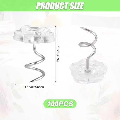 100 Pcs Bed Skirt Pins with Clear Heads for Bedding and Upholstery