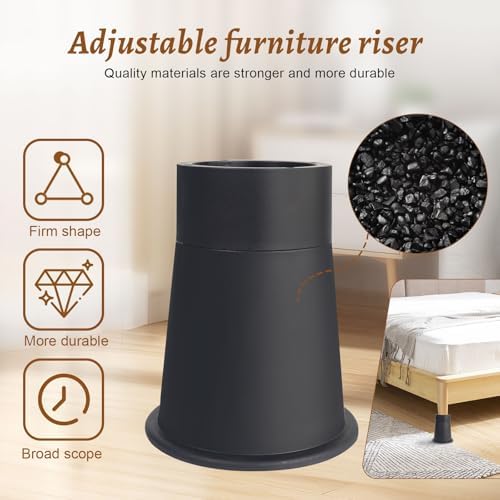 6-Inch Round Heavy Duty Bed Risers with Anti-Slip Shock Absorbing Design