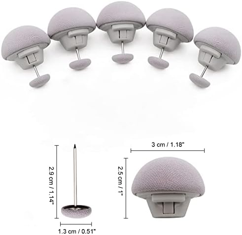 MQUPIN Duvet Cover Clips 16 Set with Mushroom Buttons and Long Nails - Grey