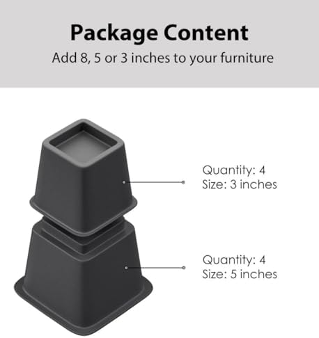 TomGear 8-inch Bed risers - Heavy Duty Stackable