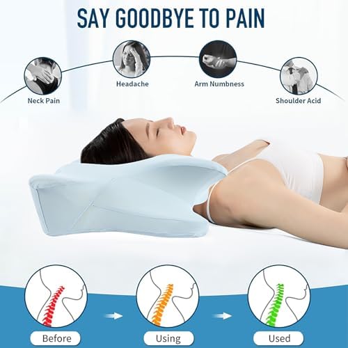 2Pack Adjustable Neck Pillows Memory Foam for Pain Relief Washable CertiPUR-US Certified