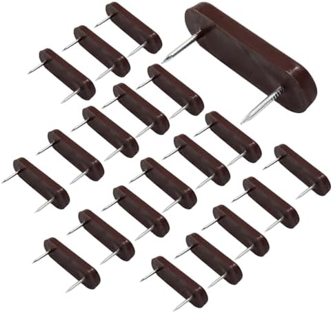 20-Piece Brown Plastic Head Double Pins for Chair Legs and Bedskirts