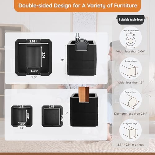 JONHWI3-Inch Bed Riser 4-Pack Set Heavy Duty Adjustable for couch desk and bed