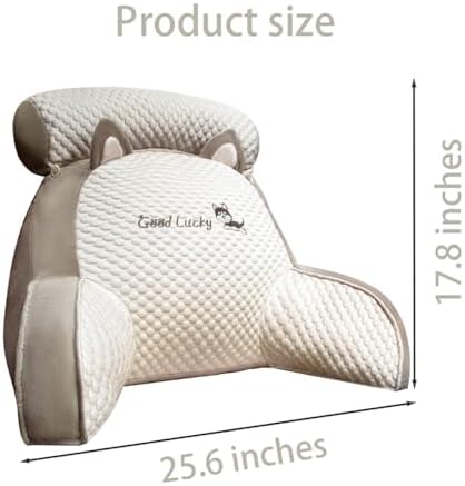 Cool Reading Pillow with Headrest and Arm Support Detachable and Washable Wedge Pillow Grey