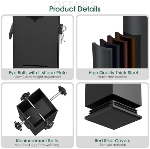 Durable 4-Pack Bed Riser with 10000 lbs Capacity
