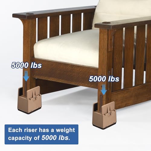 Sturdy 2-inch Bed Risers for Beds Desks Sofas 4Pcs with Adjustable Clamps
