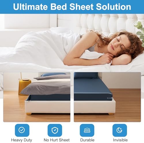 YnipandaHeavy-Duty Bed Sheet Holder with 4PCS Lock Strips for Mattress Keep Sheets Tight Secure in Place