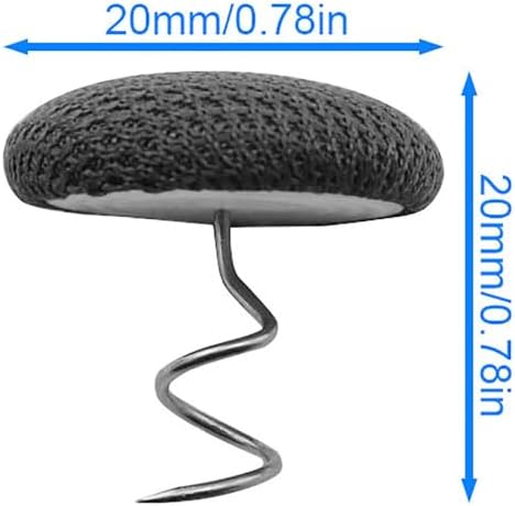 XGNG 12PCS Gray Fabric Covered Button Twist Pins for Bed Skirts and Sofa Covers