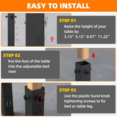 IREN introducer 4 Pack Super Heavy Carbon Steel Bed Risers Adjustable to 325181112 inches