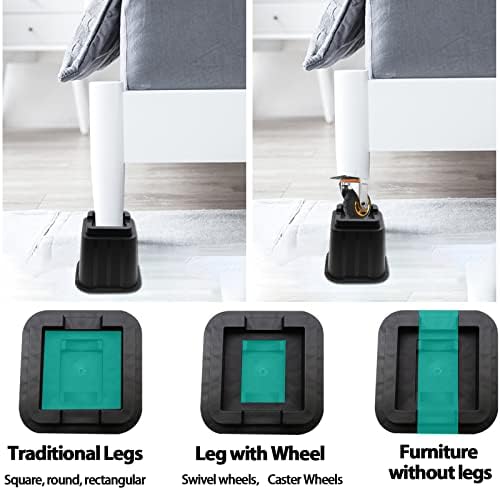 MYMULIKE 5 Inch Heavy Duty Bed Risers Set of 6 Black